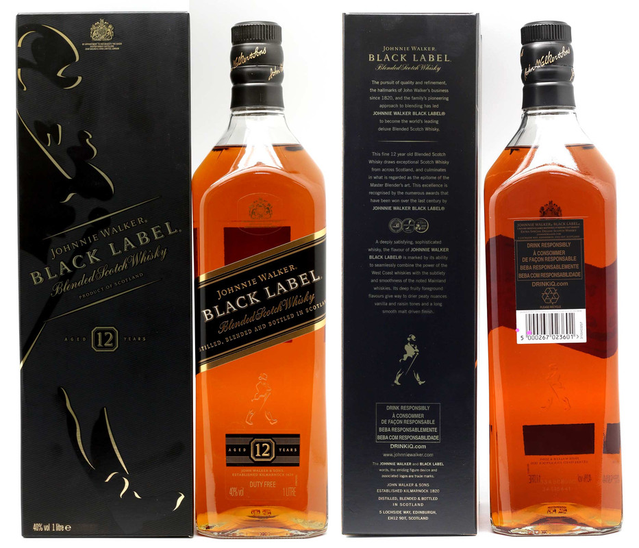 JOHNNIE WALKER BLACK LABEL WHISKY 12 X 100CL