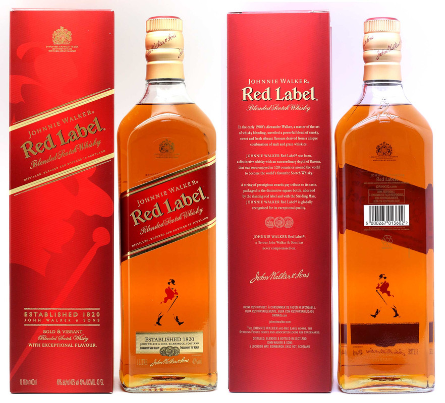 JOHNNIE WALKER RED LABEL WHISKY 12 X 100CL